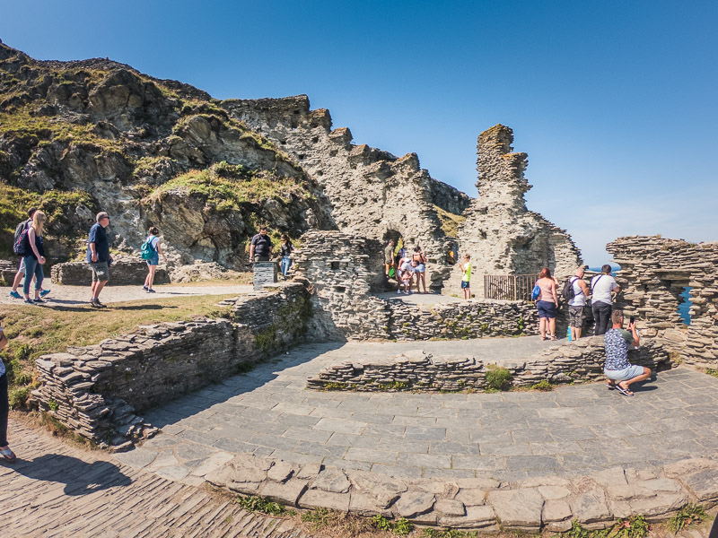 The castle ruins at the other end of the bridge