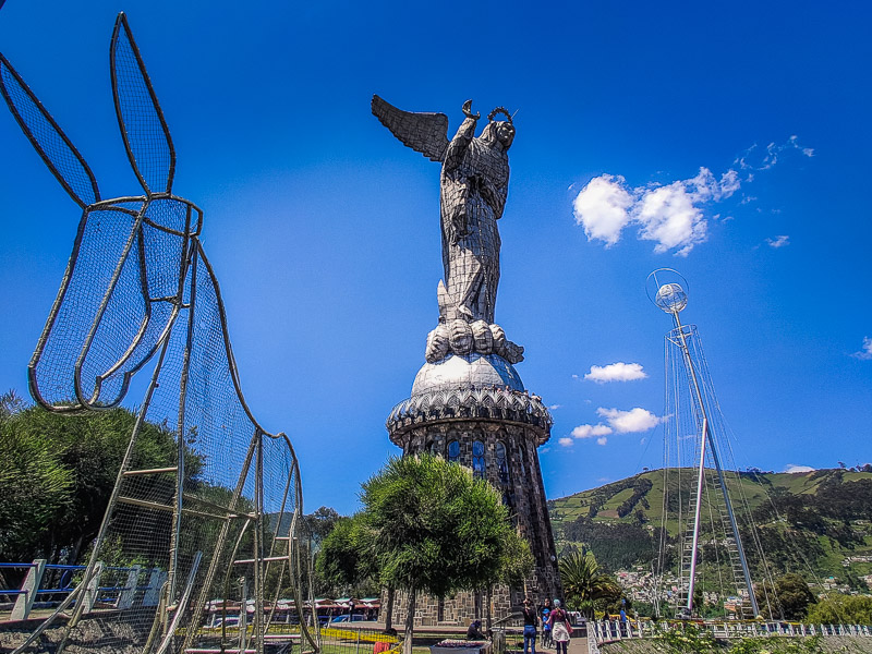 Aluminum statue of a winged Virgin Mary