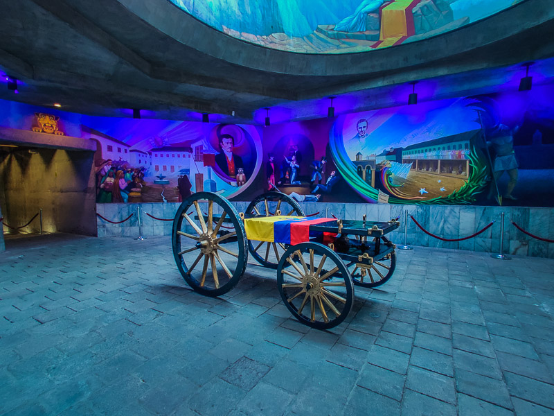 Painted murals in the center of the museum